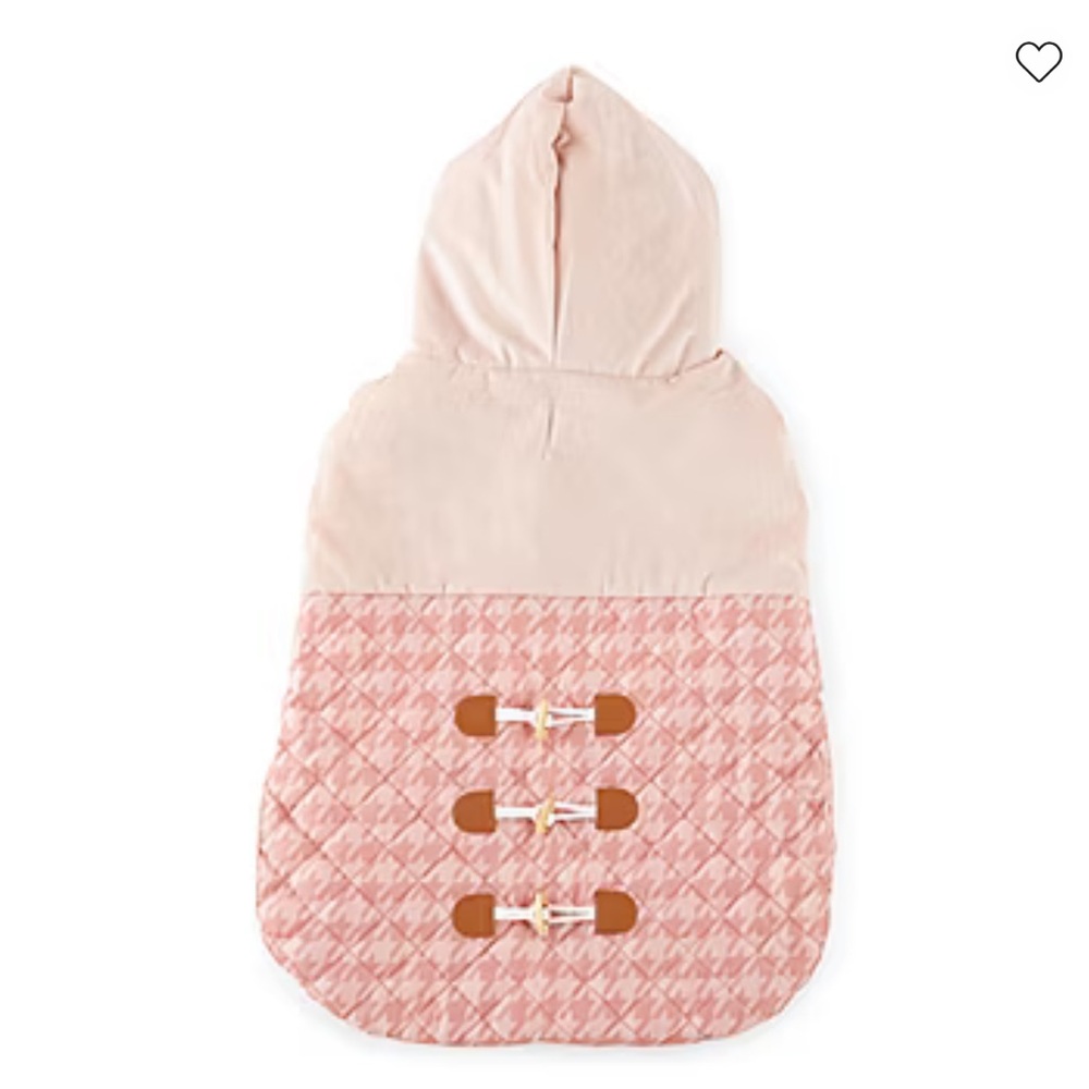NWT DOG JCPenney Pink Quilted Houndstooth Hooded Jacket Size Large